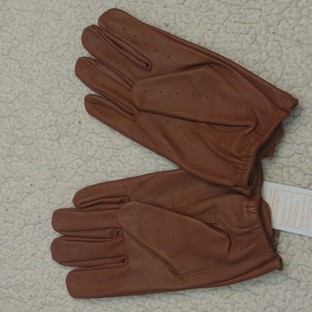 NWT Leather in Handz Brown Premium Leather Driving Gloves (Large)
